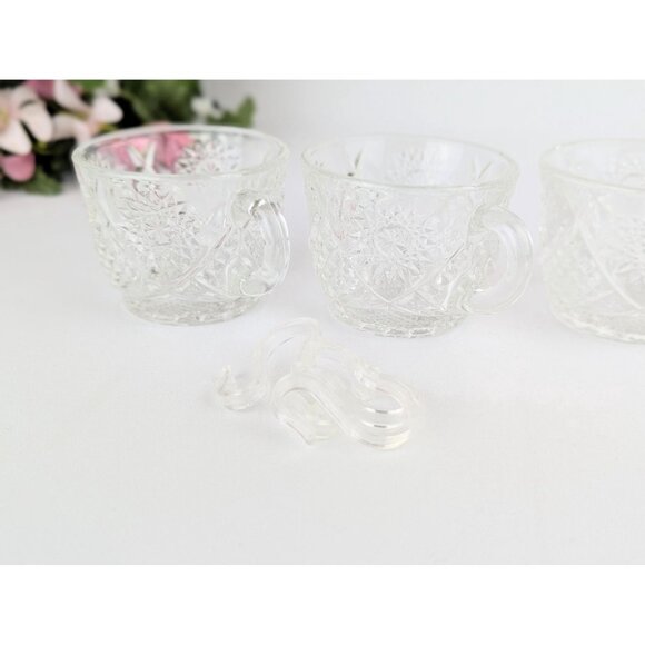 Set of 4 Duncan & Miller EAPG Punch Cups 1890s Clear Glass Star Diamond Pattern - Picture 9 of 9